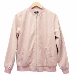 NWT Ampersand Avenue Pink Herringbone Full Zip Bomber Jacket Coat Size Small NEW